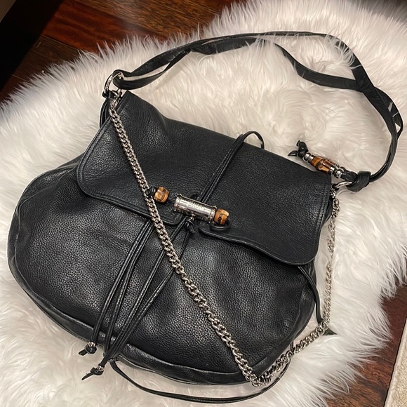 Gucci Pebble Leather Jungle Hobo Purse. Large XL Hobo Chain & Bamboo Accents - Picture 3 of 17